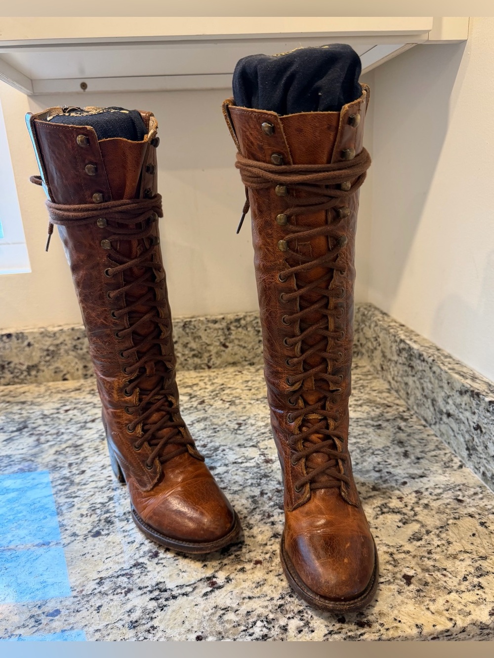 Freebird by Steven Brown Leather Lace-Up Knee Boots - Picture 8 of 9